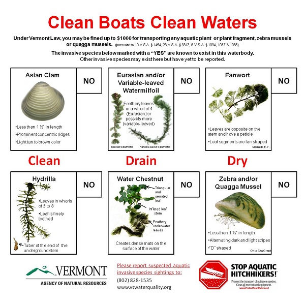 1' x 1' boat ramp sign indicating which species are in a particular waterbody.